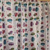Cotton Curtain Automobile Print 58 Inch Wide Cars and Trucks White
