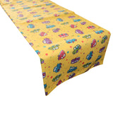 Cotton Print Table Runner Cars and Trucks Yellow