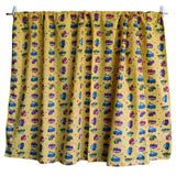 Cotton Curtain Automobile Print 58 Inch Wide Cars and Trucks Yellow