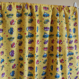 Cotton Curtain Automobile Print 58 Inch Wide Cars and Trucks Yellow