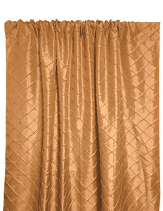 Pintuck Taffeta Cross Stitch Pattern Single Curtain Panel 54 Inch Wide Champagne