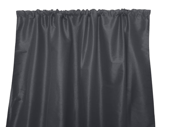 Faux Silk Solid Dupioni Window Curtain 56 Inch Wide Charcoal