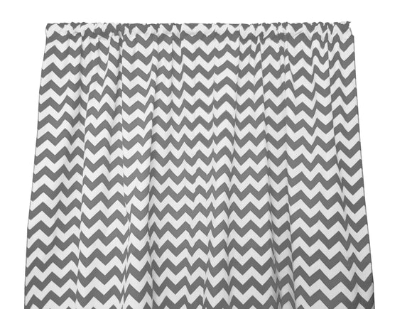 Cotton Curtain Zig-zag Chevron Print 58 Inch Wide Charcoal Grey