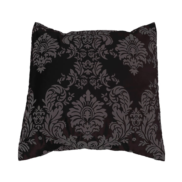 Flocked Damask Decorative Throw Pillow/Sham Cushion Cover Charcoal on Black