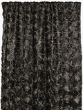 Satin Rosette 3D Pop up Flower Single Curtain Panel 54 Inch Wide - Charcoal Grey