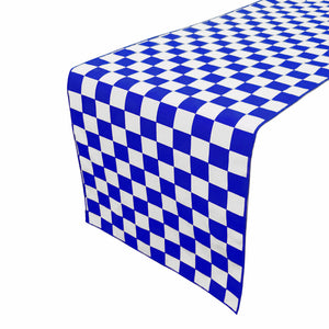 Cotton Print Table Runner Checkerboard NASCAR Blue