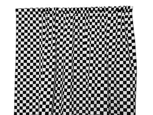 Cotton Curtain Checkered Print 58 Inch Wide Racecar 1 Inch Checkerboard Black and White