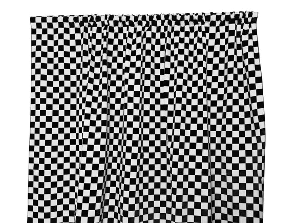 Cotton Curtain Checkered Print 58 Inch Wide Racecar 1 Inch Checkerboard Black and White