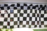 Cotton Window Valance Checkered Print 58" Wide Racecar 2 Inch Checkerboard Black and White
