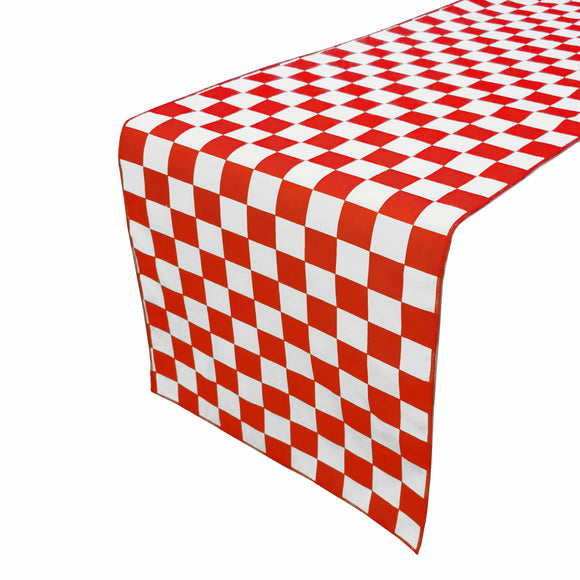 Cotton Print Table Runner Checkerboard NASCAR Red