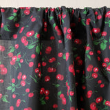 Cotton Window Valance Fruits Print 58 Inch Wide Allover Cherries - Black