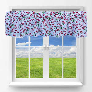 Cotton Window Valance Fruits Print 58 Inch Wide Allover Cherries - White