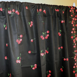 Cotton Curtain Fruits Print 58 Inch Wide Cherry Border Black