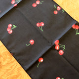 Cotton Print Table Runner Fruits Cherries Spread Black