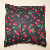 Cotton Cherries Print Fruits Decorative Throw Pillow/Sham Cushion Cover Black