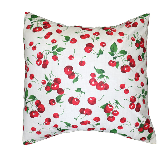 Cotton Cherries Print Fruits Decorative Throw Pillow/Sham Cushion Cover White
