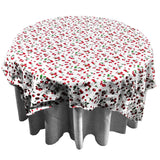 Cotton Tablecloth Fruits Print Cherries Allover White