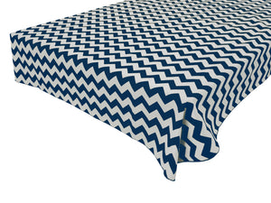 Cotton Tablecloth Chevron Zig Zag Print Navy Blue