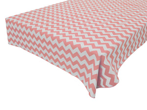 Cotton Tablecloth Chevron Zig Zag Print Pink