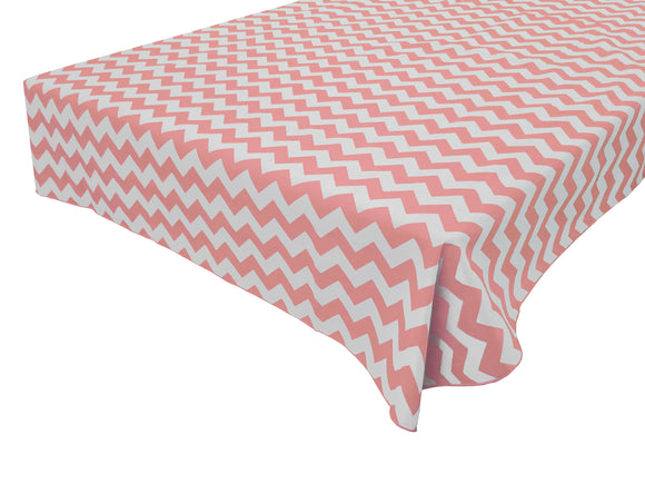 Cotton Tablecloth Chevron Zig Zag Print Pink