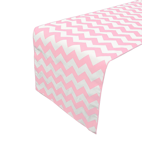 Cotton Print Table Runner Chevron Pink