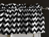 Cotton Window Valance Chevron Zig Zag 58 Inch Wide - Black