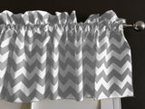 Cotton Window Valance Chevron Zig Zag 58 Inch Wide - Grey
