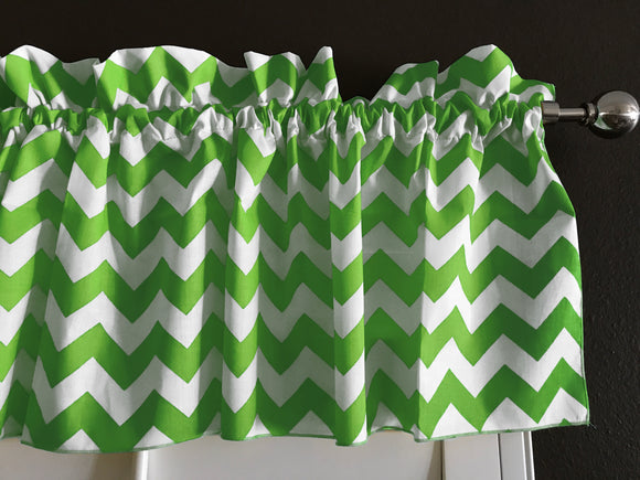 Cotton Window Valance Chevron Zig Zag 58 Inch Wide Green