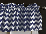 Cotton Window Valance Chevron Zig Zag 58 Inch Wide - Navy