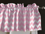 Cotton Window Valance Chevron Zig Zag 58 Inch Wide - Pink