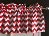 Cotton Window Valance Chevron Zig Zag 58 Inch Wide - Red