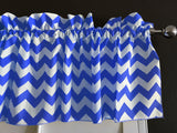 Cotton Window Valance Chevron Zig Zag 58 Inch Wide - Royal Blue