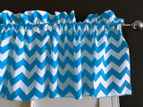 Cotton Window Valance Chevron Zig Zag 58 Inch Wide - Turquoise