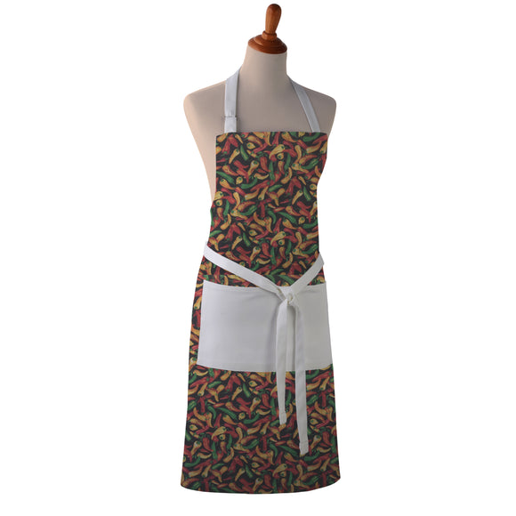 Cotton Apron - Chili Peppers Print - Kitchen BBQ Restaurant Cooking Painters Artists - Full Apron or Waist Apron