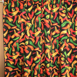 Cotton Curtain Fruits Print 58 Inch Wide Chili Peppers Black