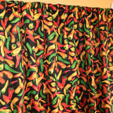 Cotton Curtain Fruits Print 58 Inch Wide Chili Peppers Black