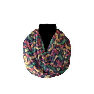 Cotton Blend Infinity Scarf Chili Peppers Print