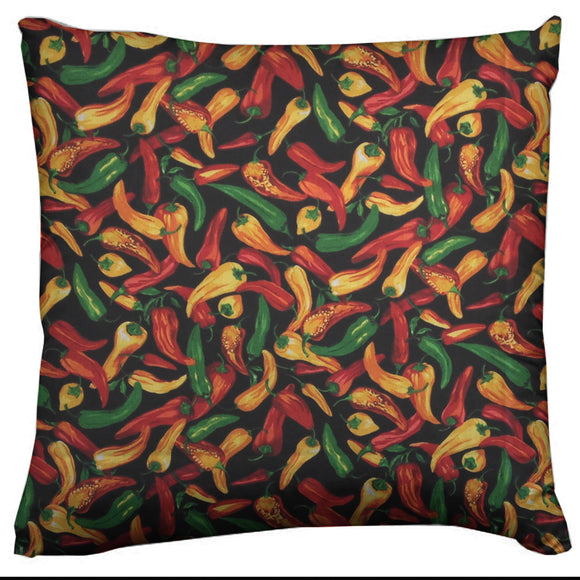 Cotton Chili Peppers Print Fruits Decorative Throw Pillow/Sham Cushion Cover Black