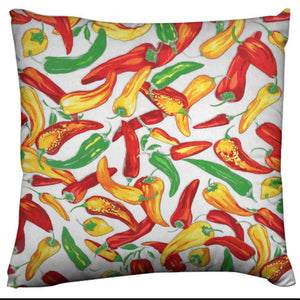 Cotton Fruits Chili Peppers Throw Pillow/Sham Cushion Cover - White
