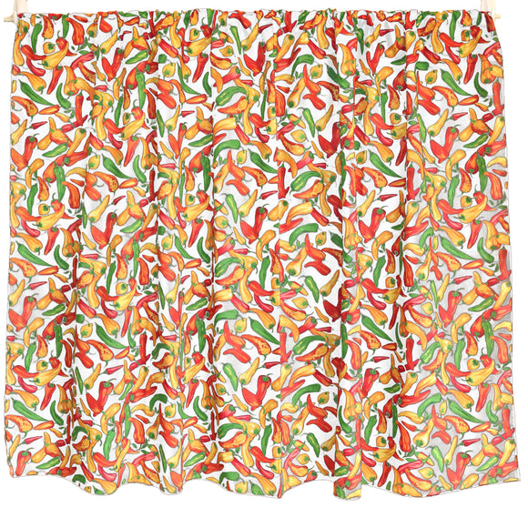 Cotton Curtain Fruits Print 58 Inch Wide Chili Peppers White