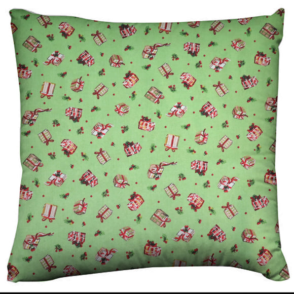 Christmas Themed Decorative Throw Pillow/Sham Cushion Cover Christmas Gifts on Green