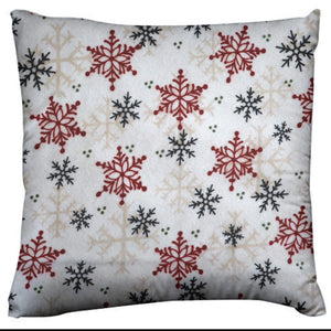Flannel Christmas Pillow/Sham Cushion Cover - Snowflakes on White