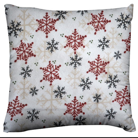 Flannel Throw Pillow/Sham Cushion Cover Christmas Snowflakes on White