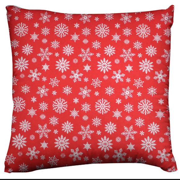 Christmas Themed Decorative Throw Pillow/Sham Cushion Cover Christmas Snowflakes on Red