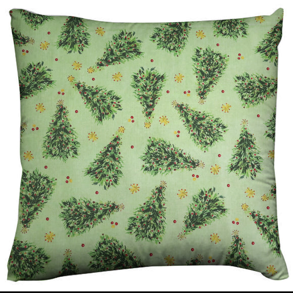 Christmas Themed Decorative Throw Pillow/Sham Cushion Cover Christmas Trees on Green