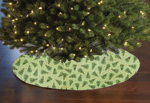 Cotton Print Holiday Tree Skirt 42" Round Christmas Trees