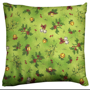 Flannel Throw Pillow/Sham Cushion Cover Christmas Mistletoe and Bells