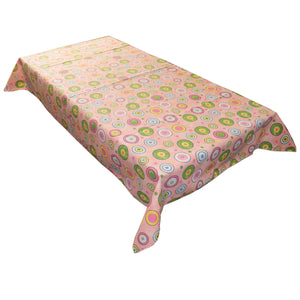 Cotton Tablecloth Circles Print Pink