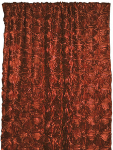Satin Rosette 3D Pop up Flower Single Curtain Panel 54 Inch Wide Copper