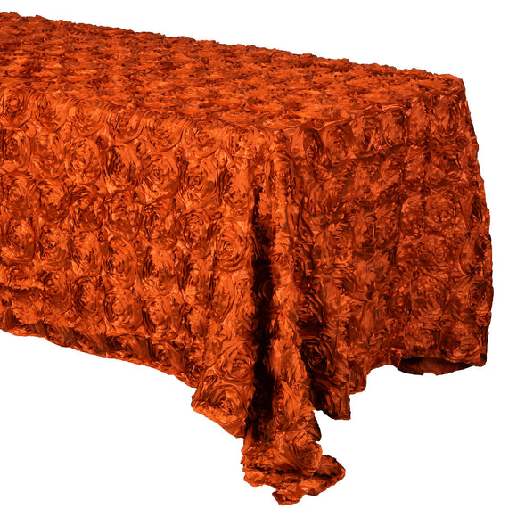 Satin Rosette 3D Pop-Up Floral Tablecloth Copper